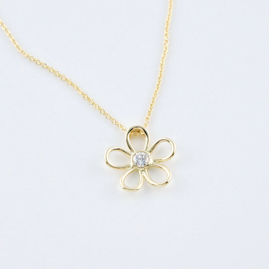 Gold Diamond Daisy Necklace
