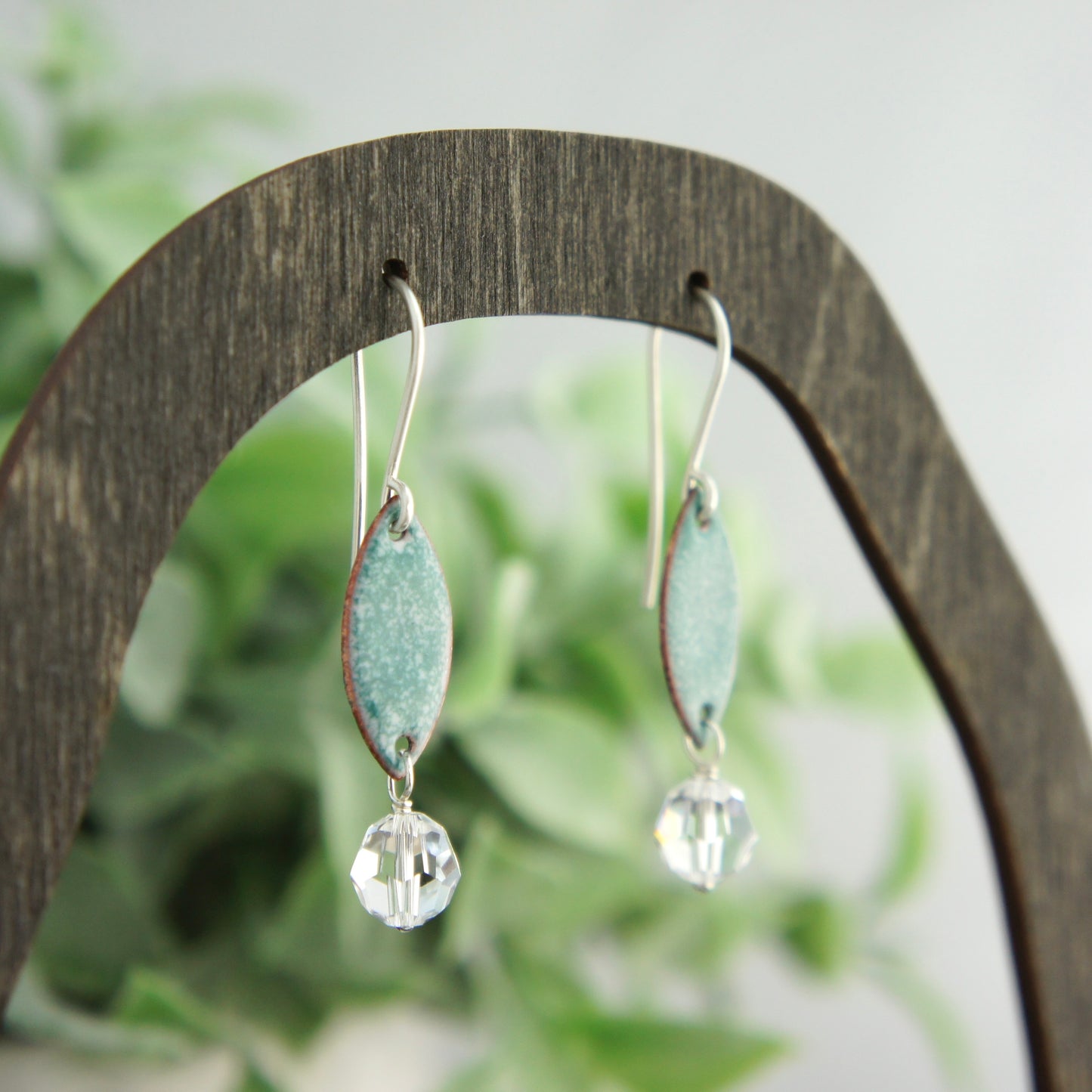 Enamel Earrings with Bead Drop