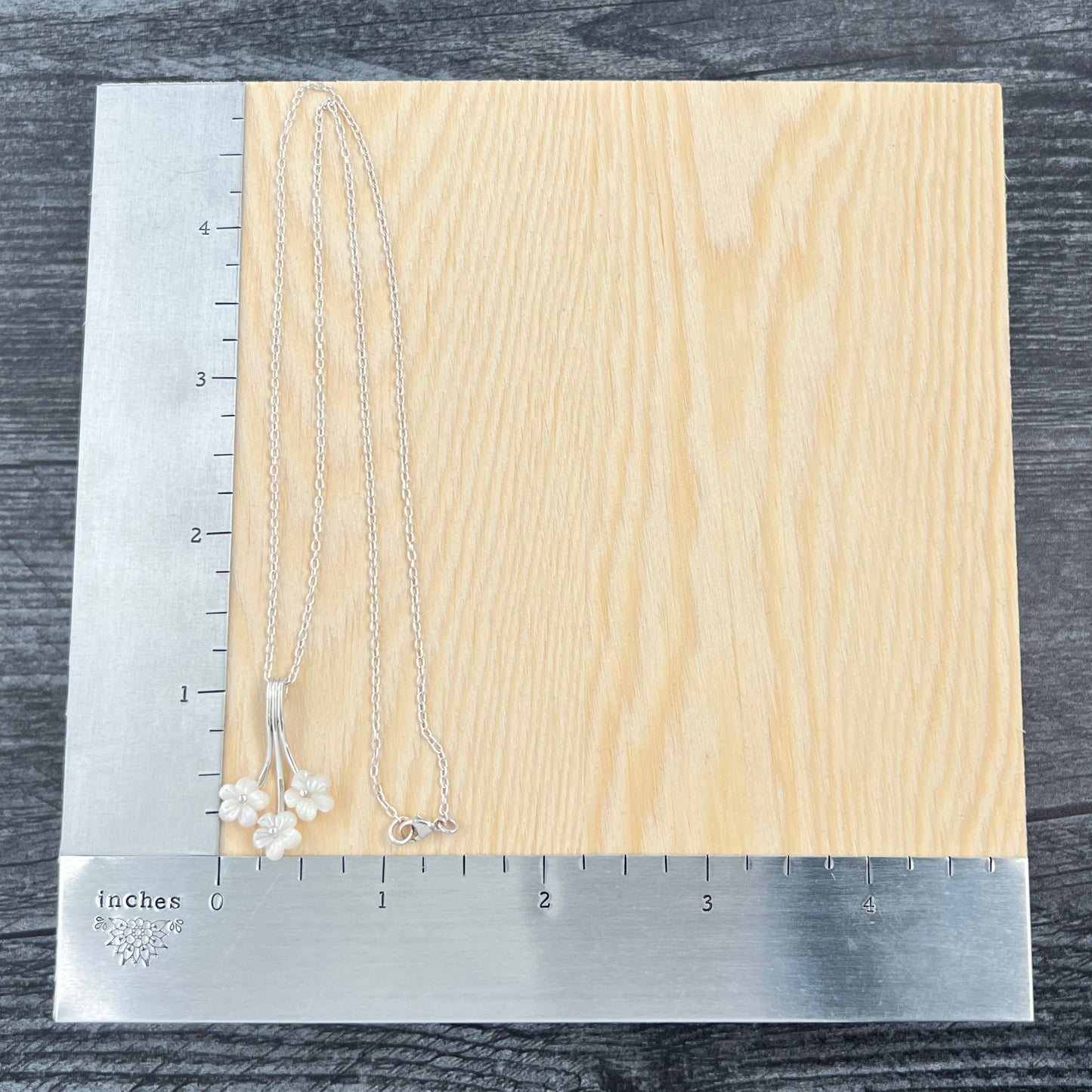 Triple Mother-of-Pearl Flower Drop Necklace