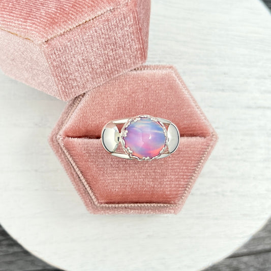 Aurora Opal Sterling Silver Ring