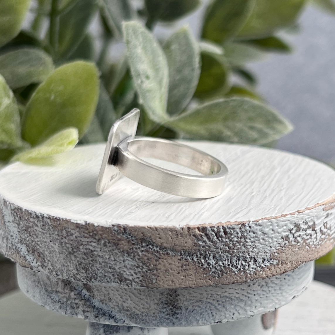 Hand Stamped Mountain Scene Ring