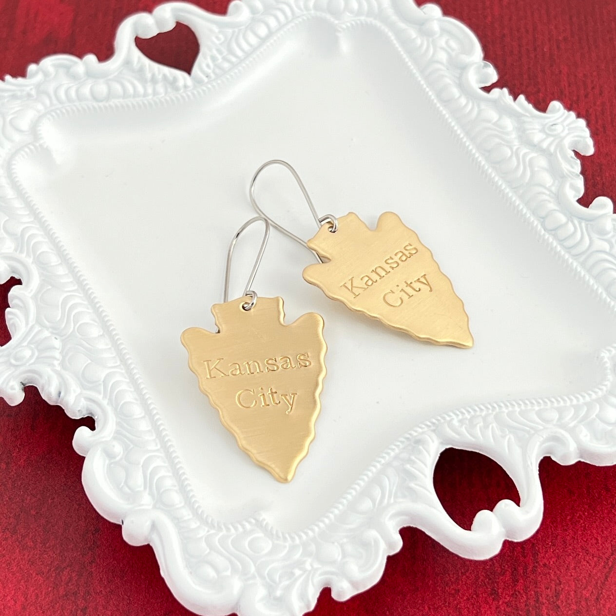 Hand Stamped Arrowhead Earrings- Small