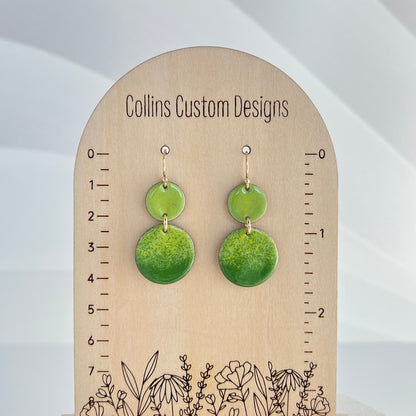 Double Drop Enamel Earrings- Green