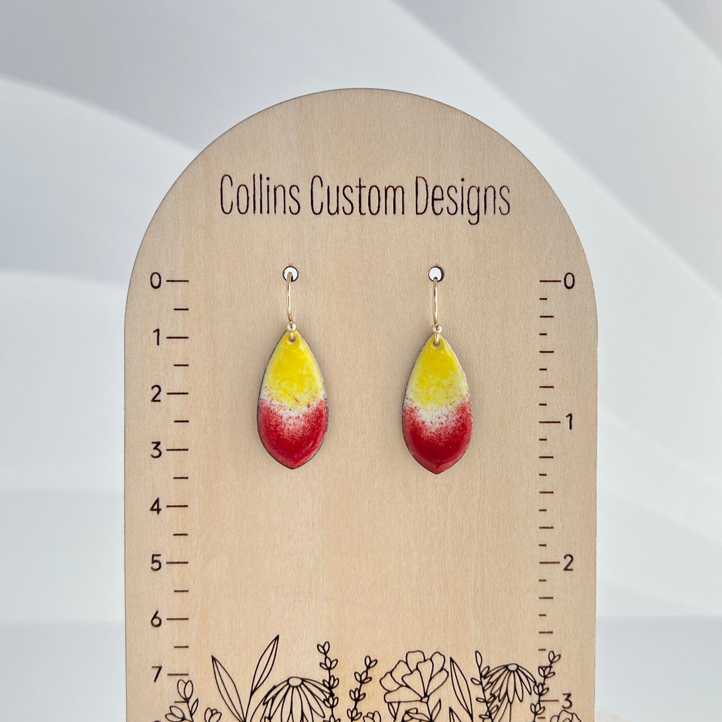 Red and Yellow Enamel Drop Earrings