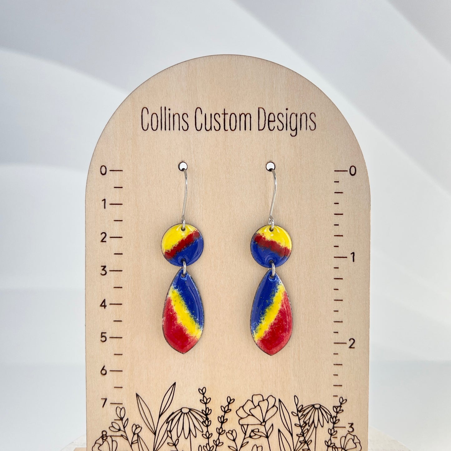 Double Drop Enamel Earrings- KU Inspired