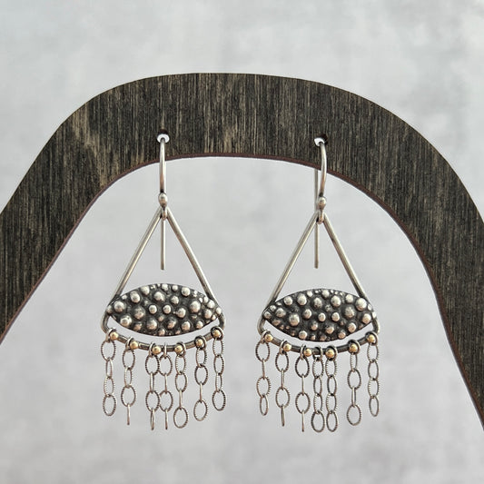 Bubble Bliss Marquise Earrings With Chain Fringe