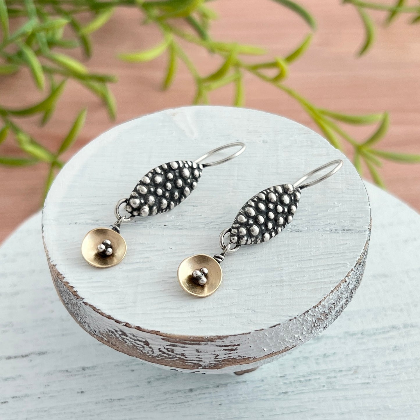 Bubble Bliss Marquise Earrings With Gold Dangles