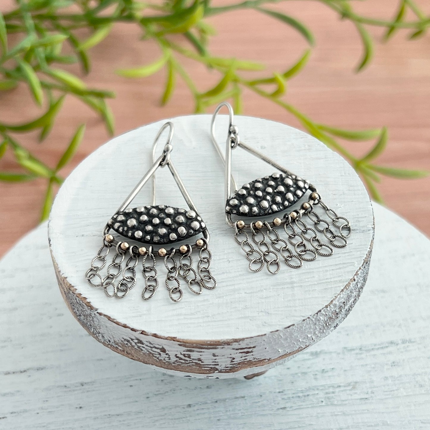 Bubble Bliss Marquise Earrings With Chain Fringe