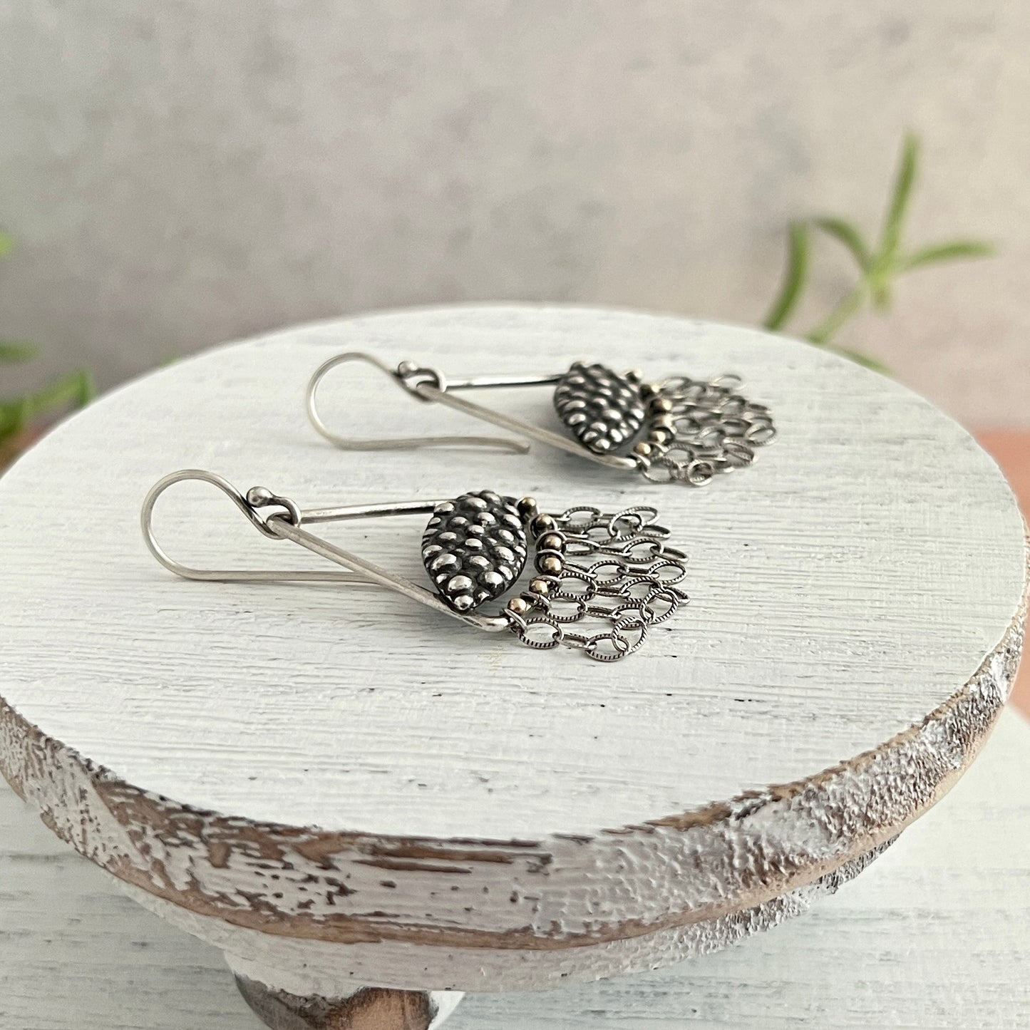 Bubble Bliss Marquise Earrings With Chain Fringe