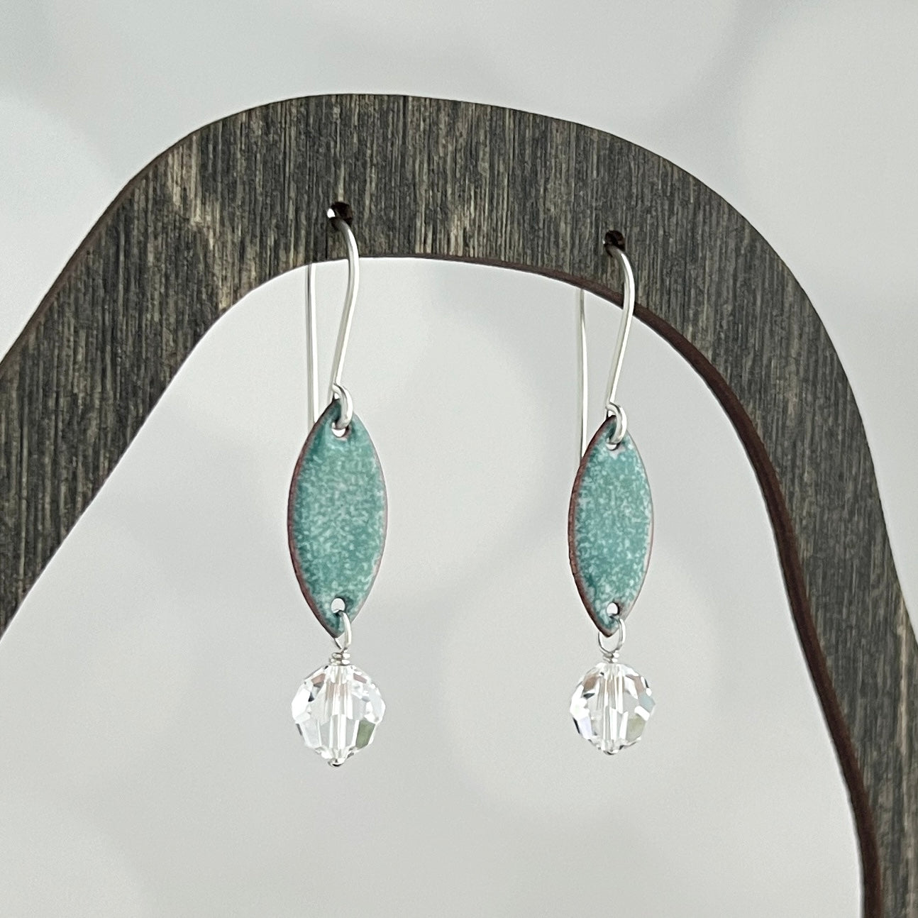 Enamel Earrings with Bead Drop