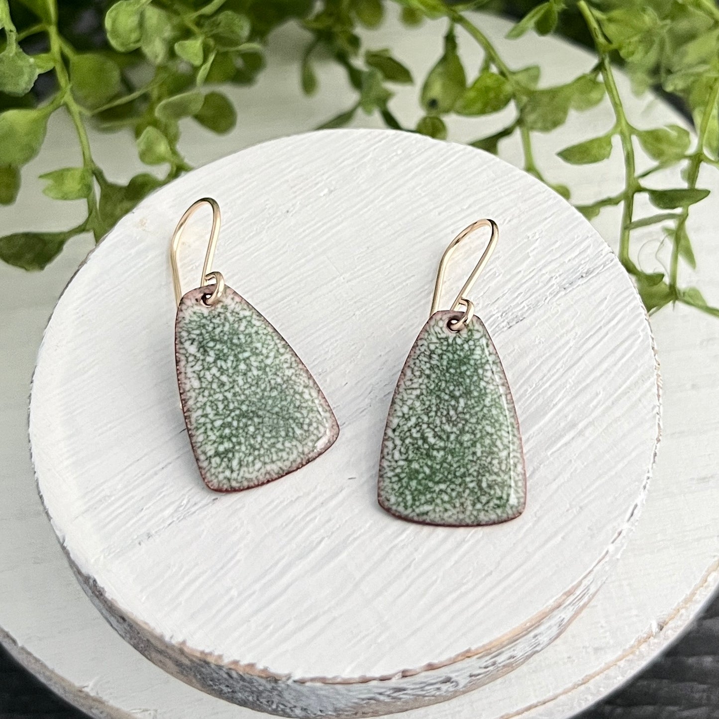 Elongated Trapezoid Enamel Earrings