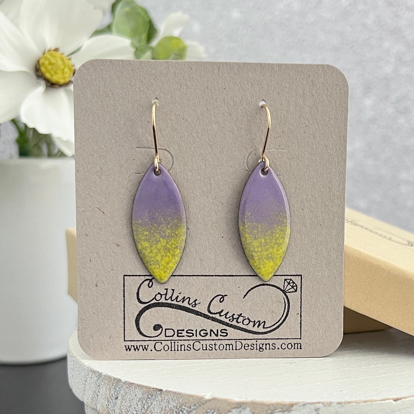 Marquise Enamel Earrings with Multicolor Gradient