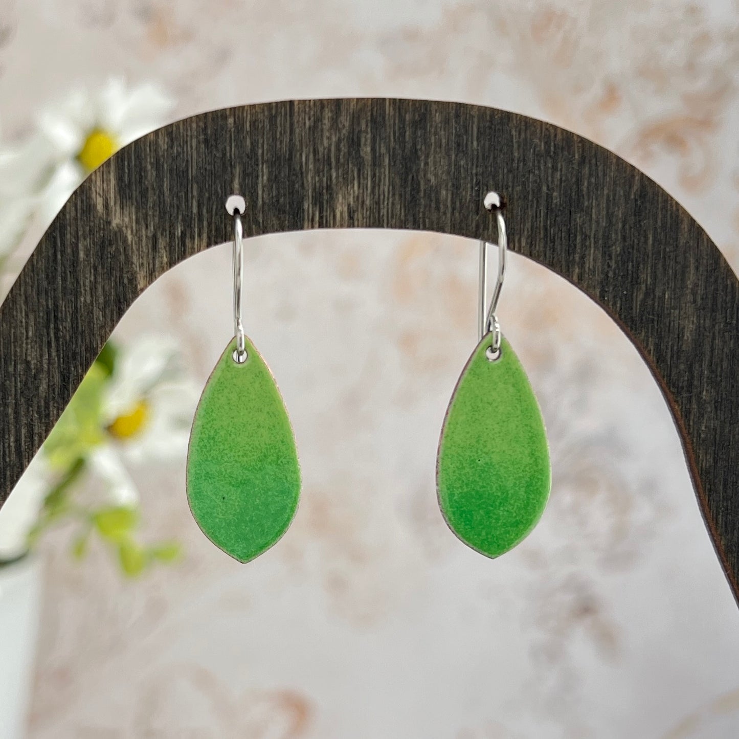 Small Pointed Teardrop Ombré Enamel Earrings