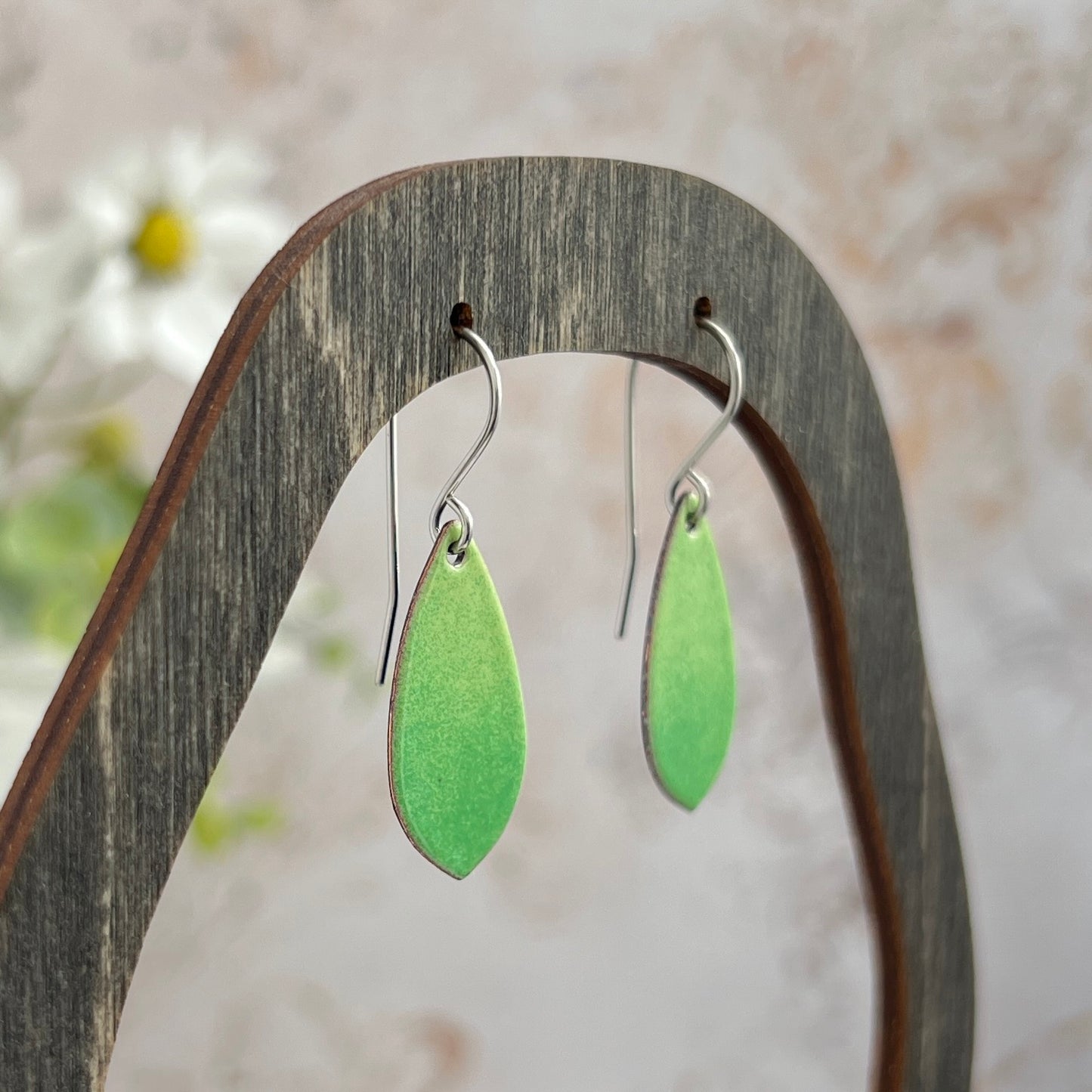 Small Pointed Teardrop Ombré Enamel Earrings
