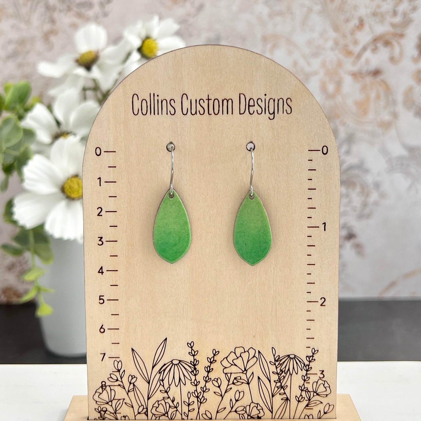 Small Pointed Teardrop Ombré Enamel Earrings
