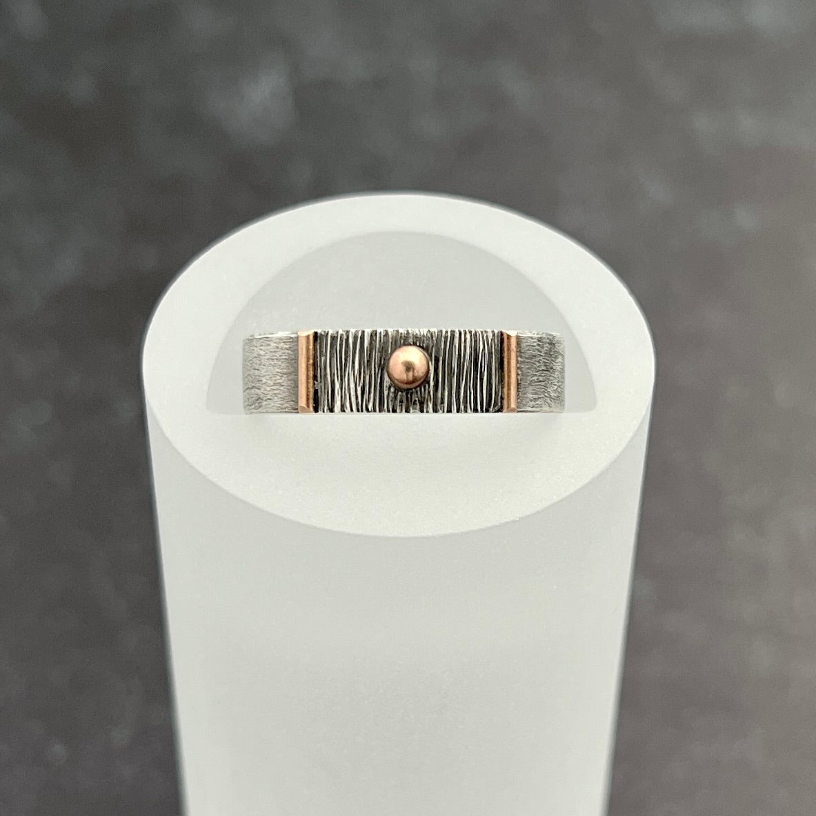 Sterling Silver Textured Ring with Copper Accents