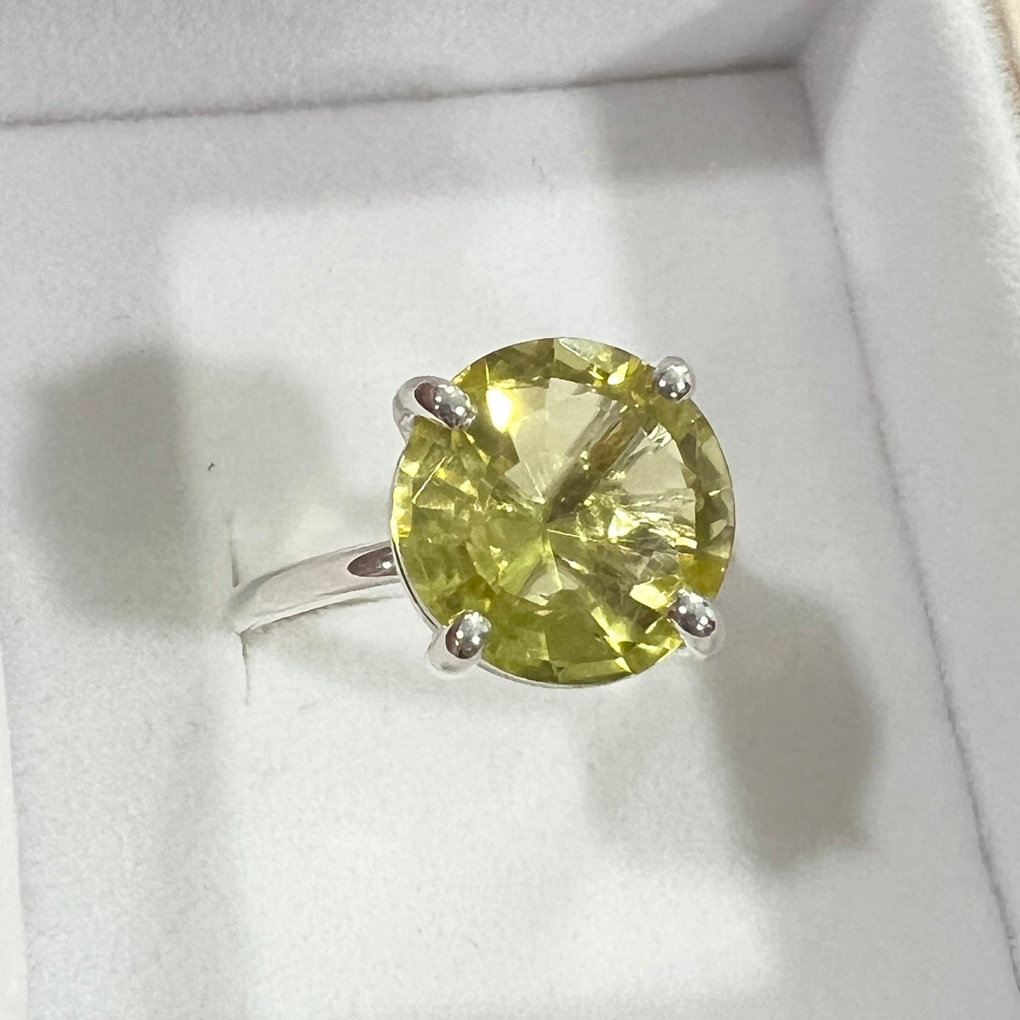 Lemon Quartz Solitaire Ring