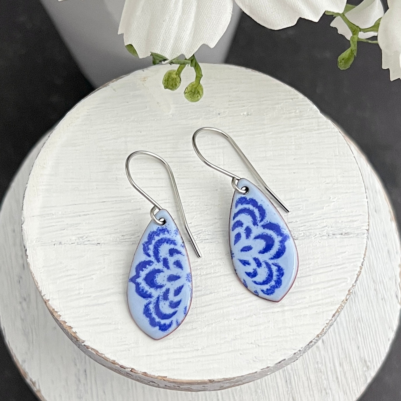Partial Mandala Enamel Drop Earrings