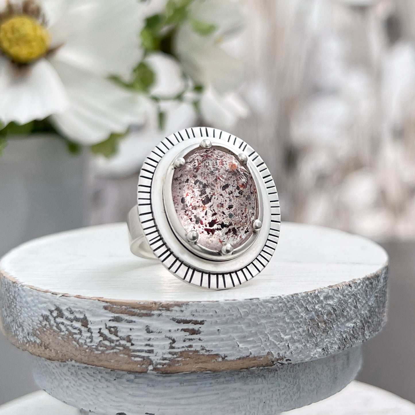 Sterling Silver Oval Lepidocrocite Statement Ring
