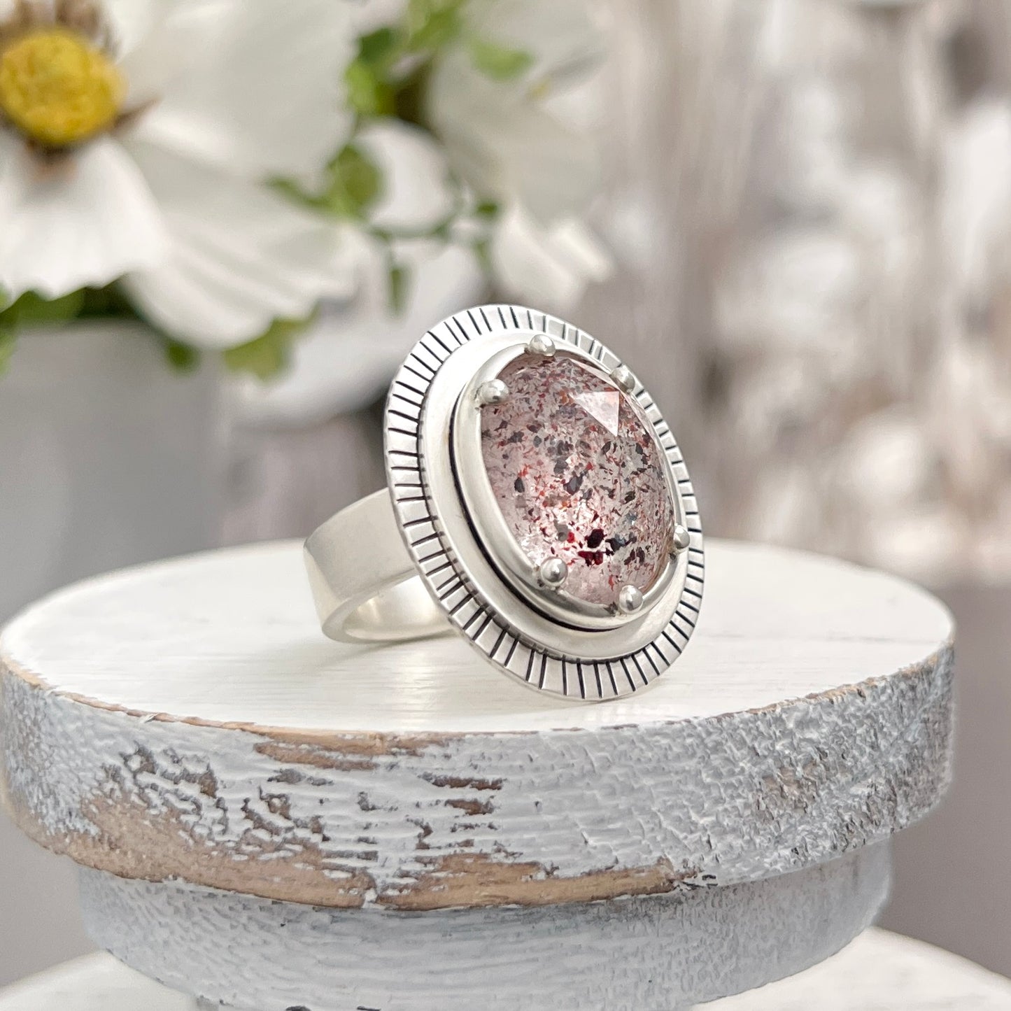 Sterling Silver Oval Lepidocrocite Statement Ring