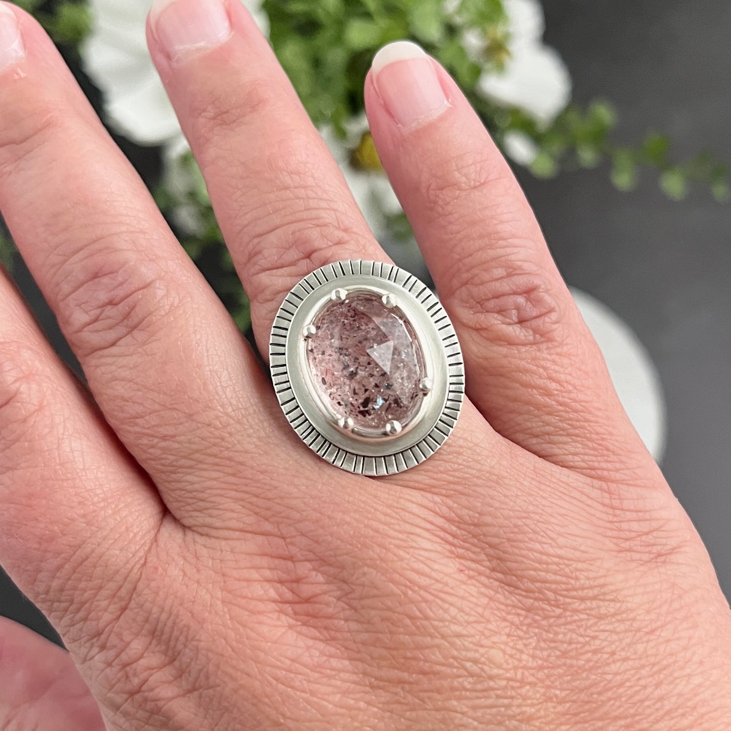 Sterling Silver Oval Lepidocrocite Statement Ring