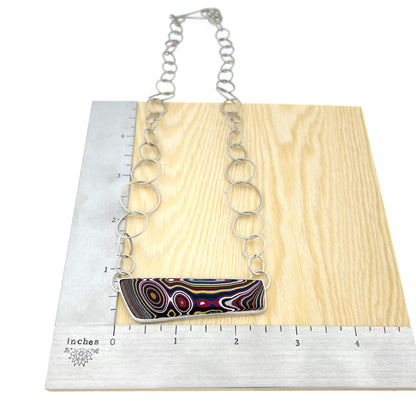 Fordite Necklace With Graduated Link Chain