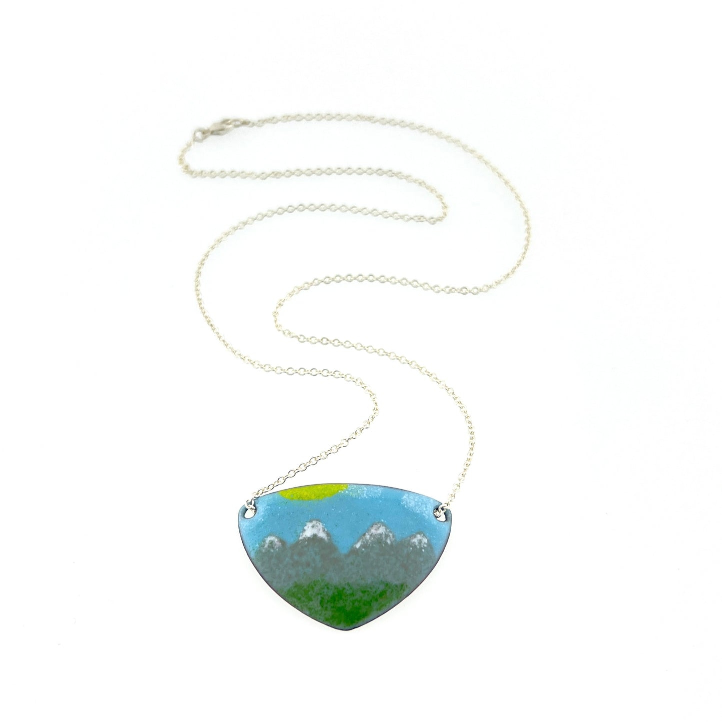 Enamel Mountain Scene Necklace