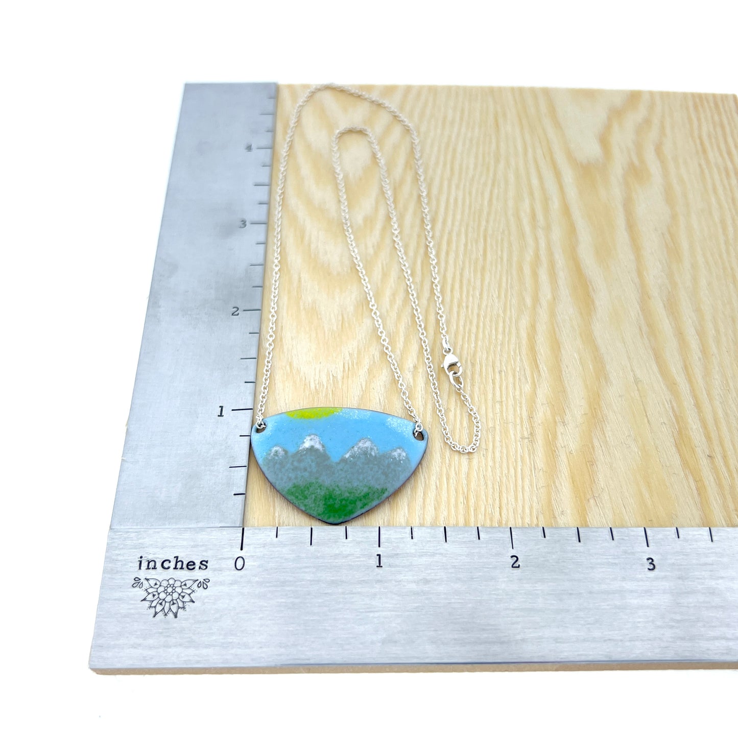 Enamel Mountain Scene Necklace