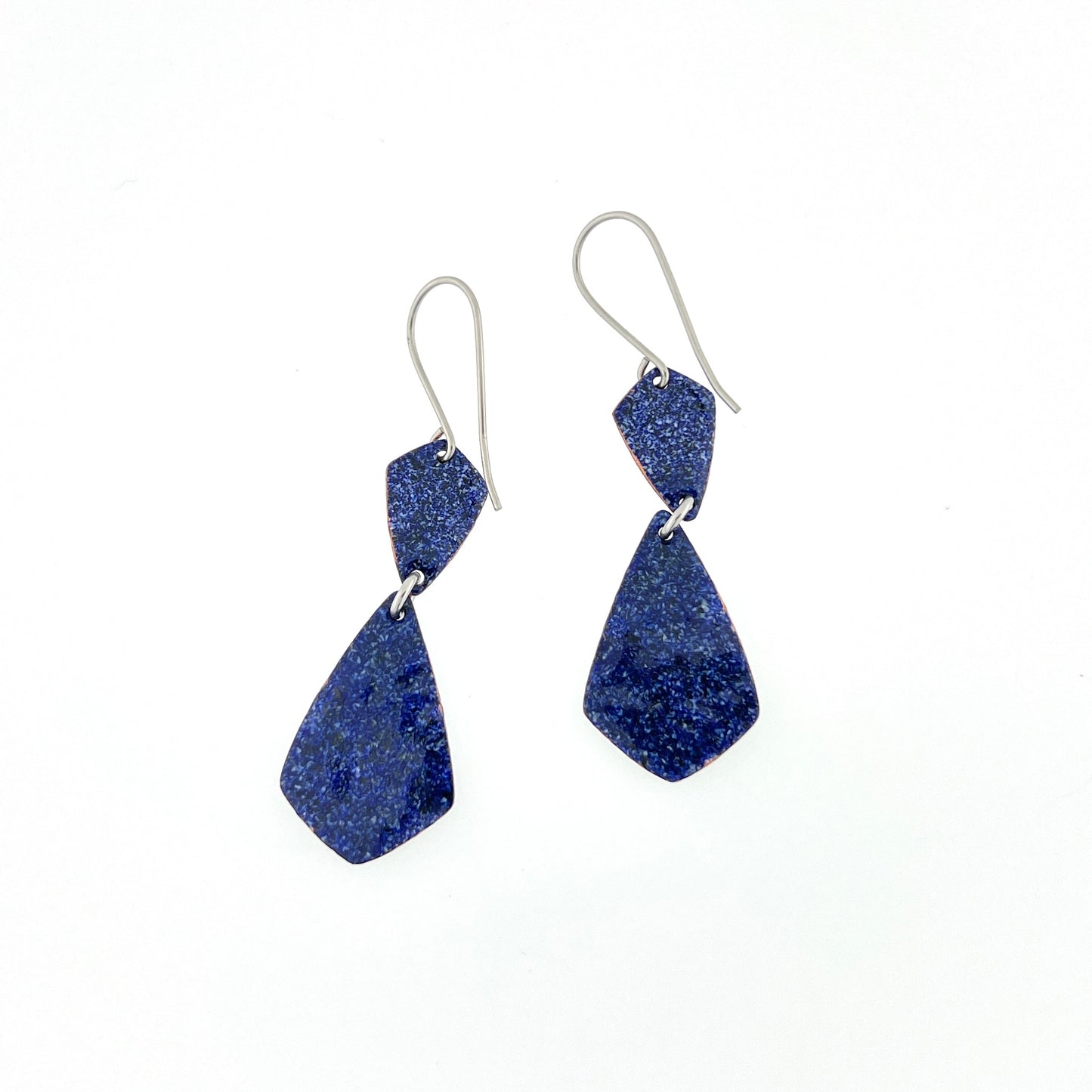 Enamel Diamond Teardrop Dangle Earrings