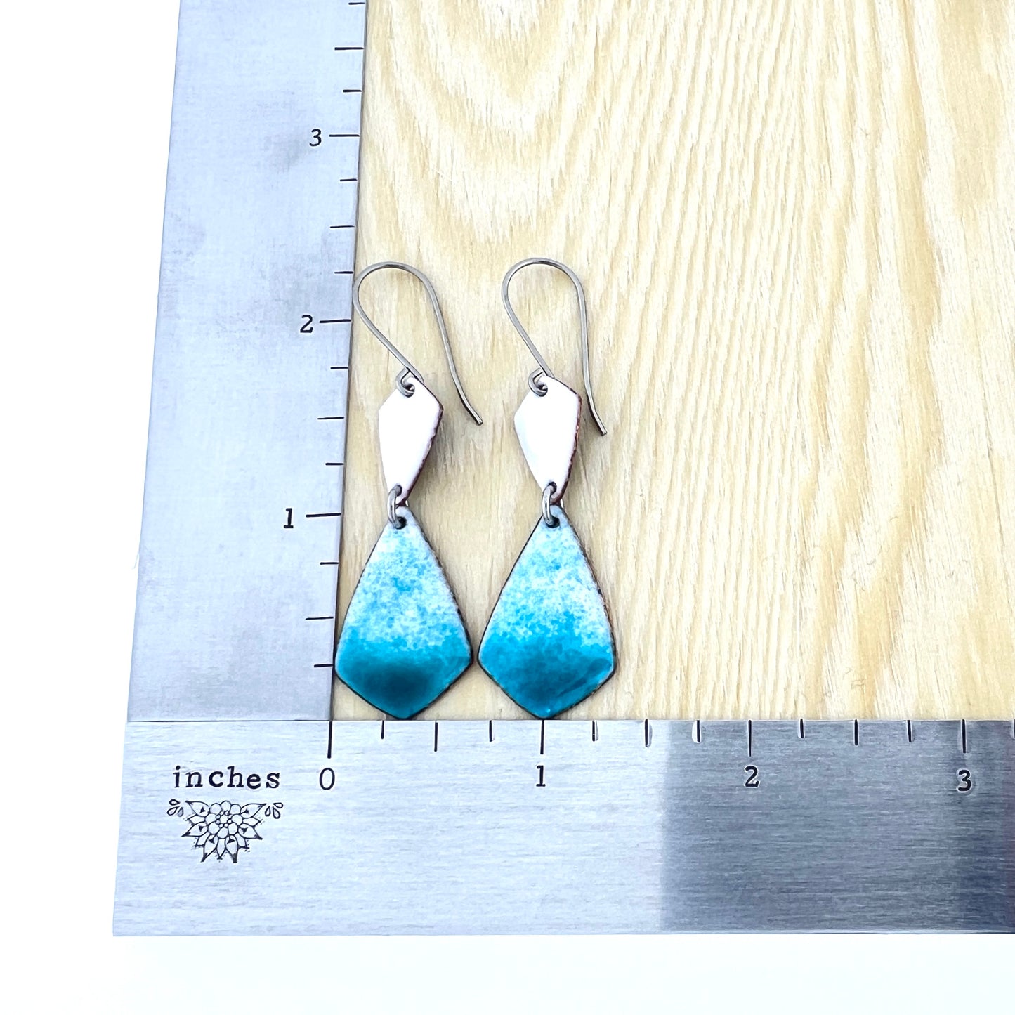 Enamel Diamond Teardrop Dangle Earrings