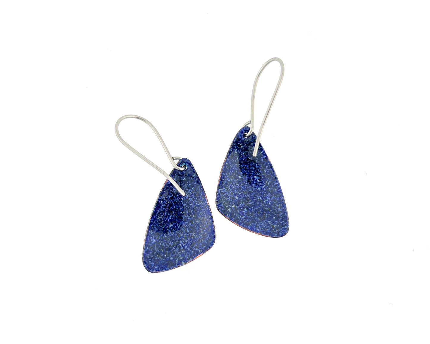 Asymmetrical Domed Triangle Enamel Earrings