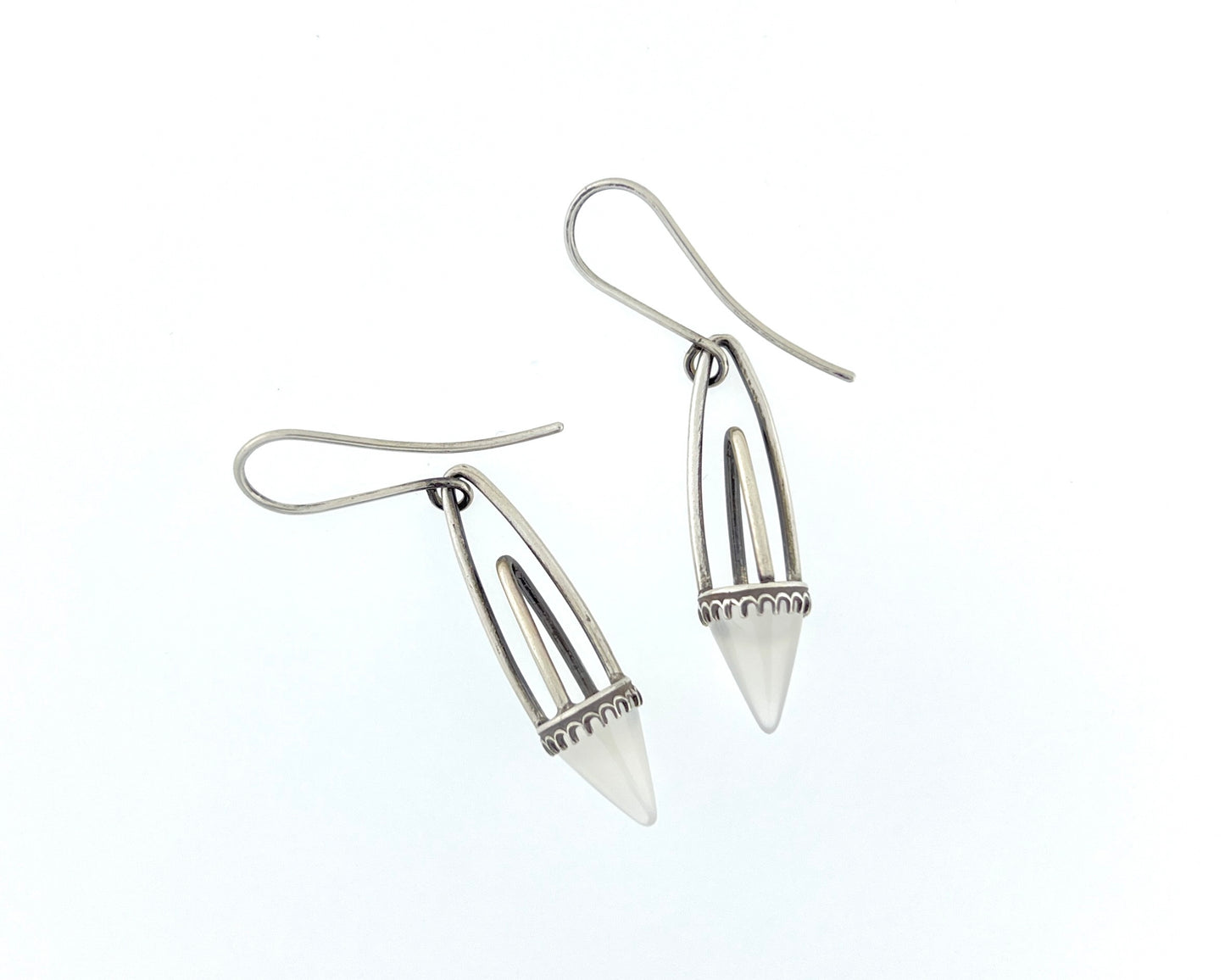 White Agate Decorative Drop Earrings