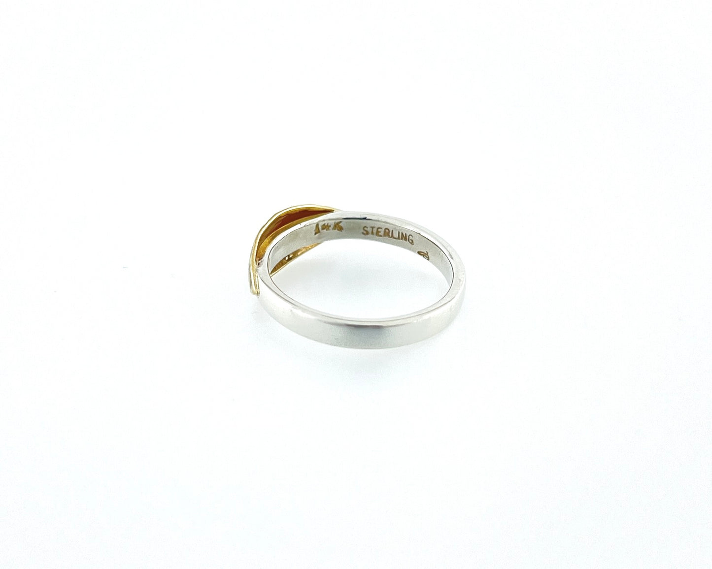 Sterling Silver Band With Hammered Gold Top