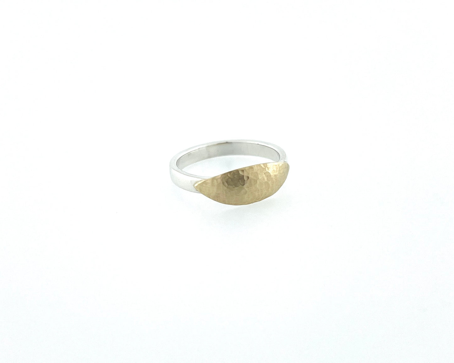 Sterling Silver Band With Hammered Gold Top