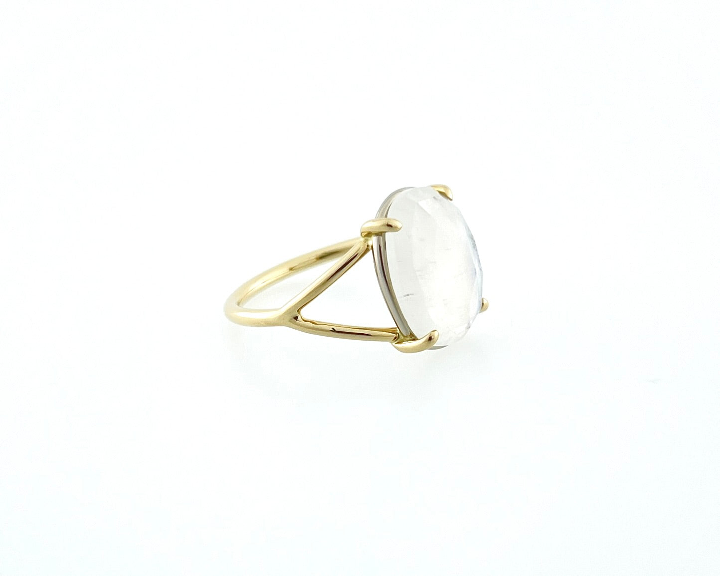 Gold Rainbow Moonstone Ring