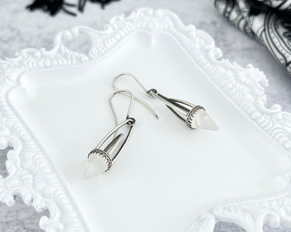 White Agate Decorative Drop Earrings