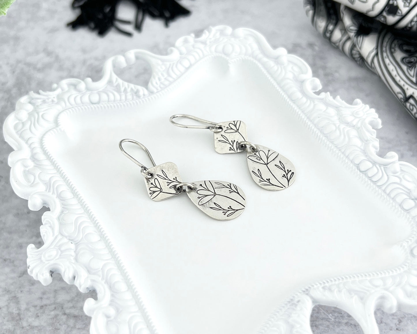 Floral Double Drop Earrings