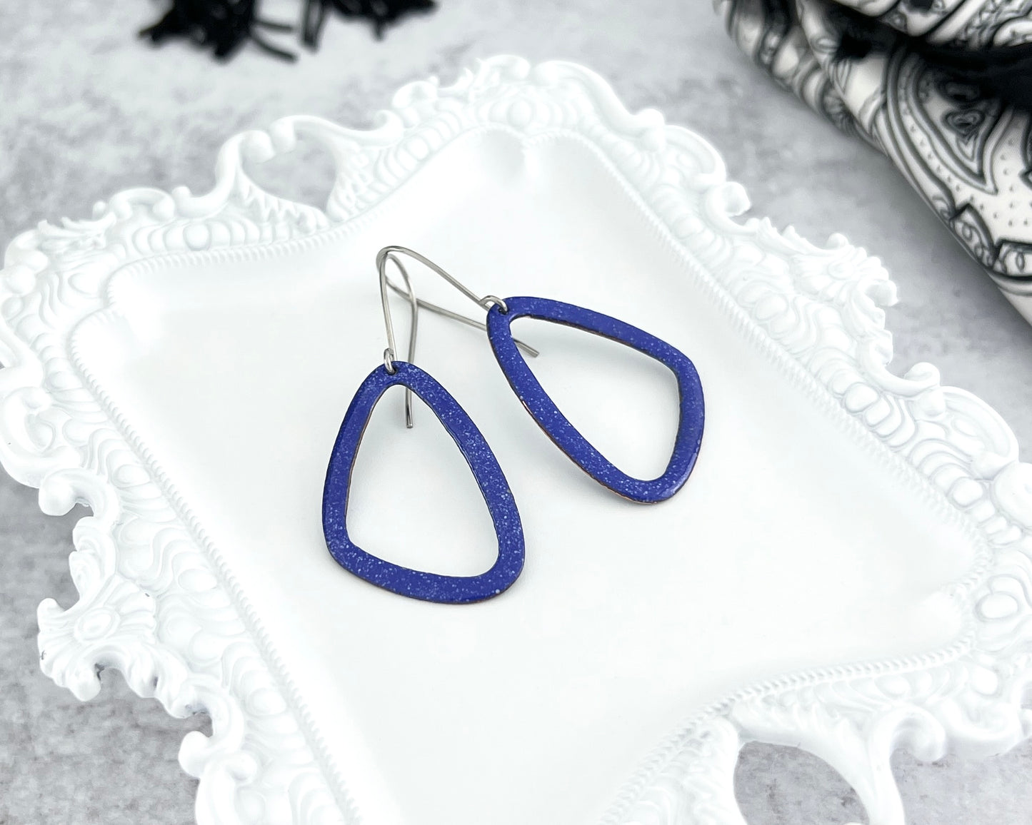 Open Asymmetrical Triangle Enamel Earrings