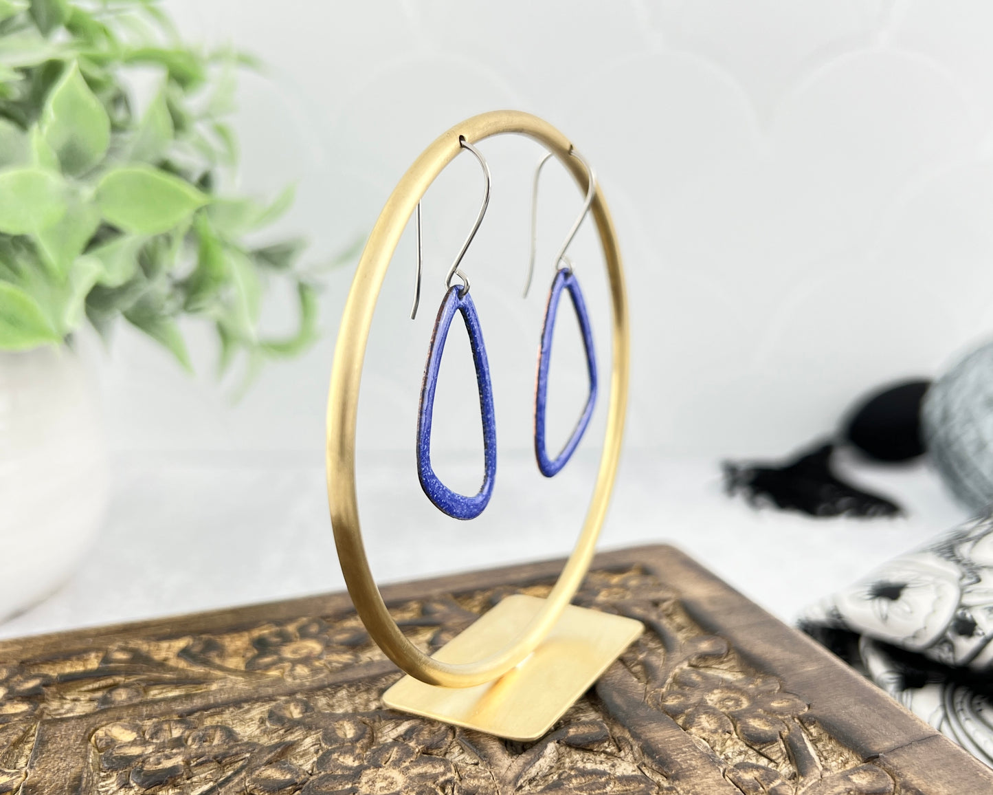 Open Asymmetrical Triangle Enamel Earrings