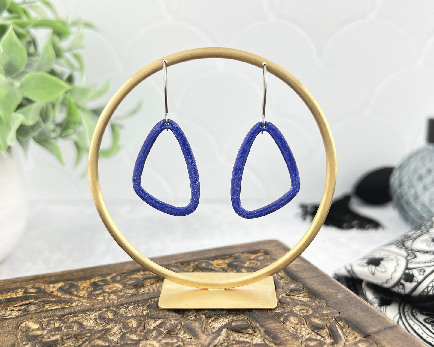 Open Asymmetrical Triangle Enamel Earrings