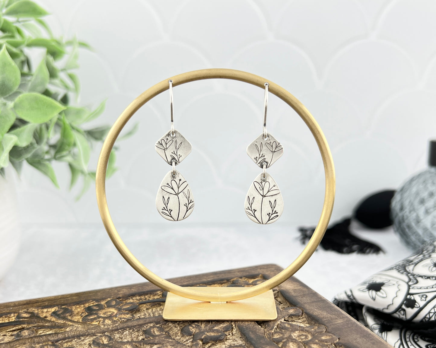 Floral Double Drop Earrings