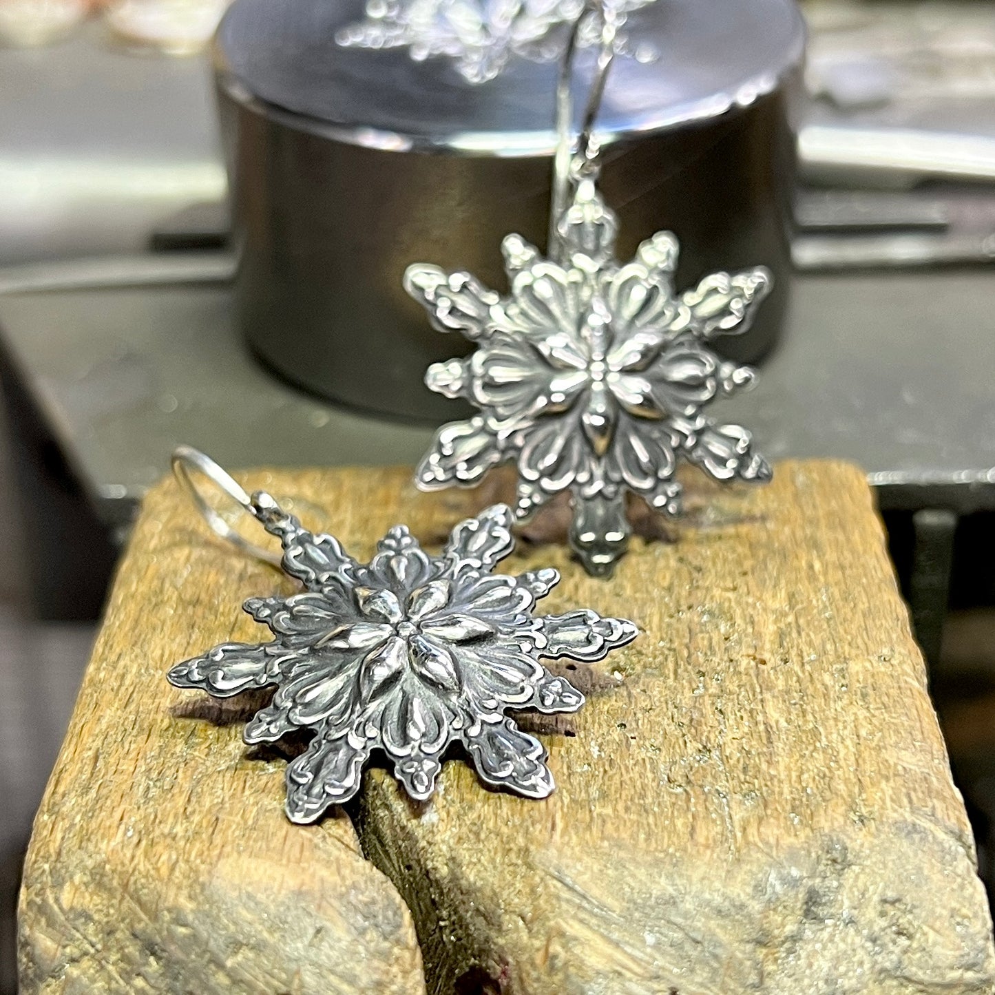 Sterling Silver Intricate Snowflake Earrings