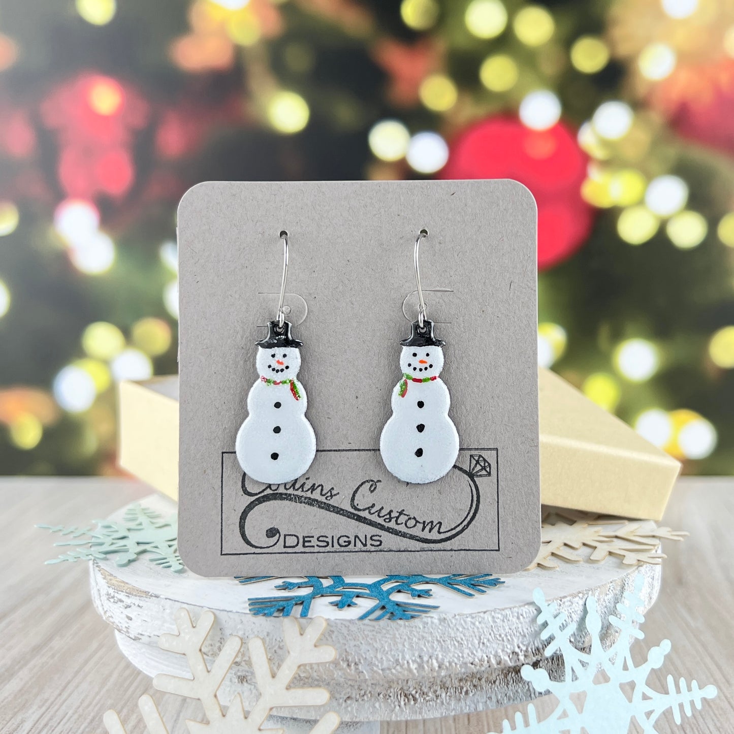 Enamel Snowman Earrings