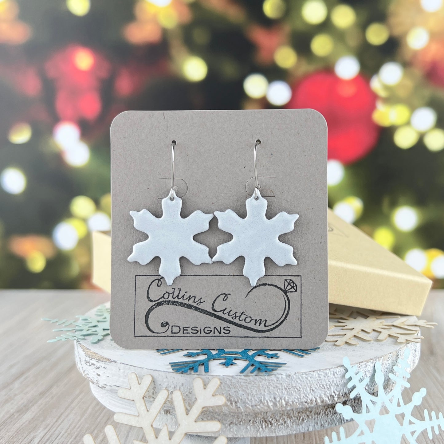 Enamel Snowflake Earrings