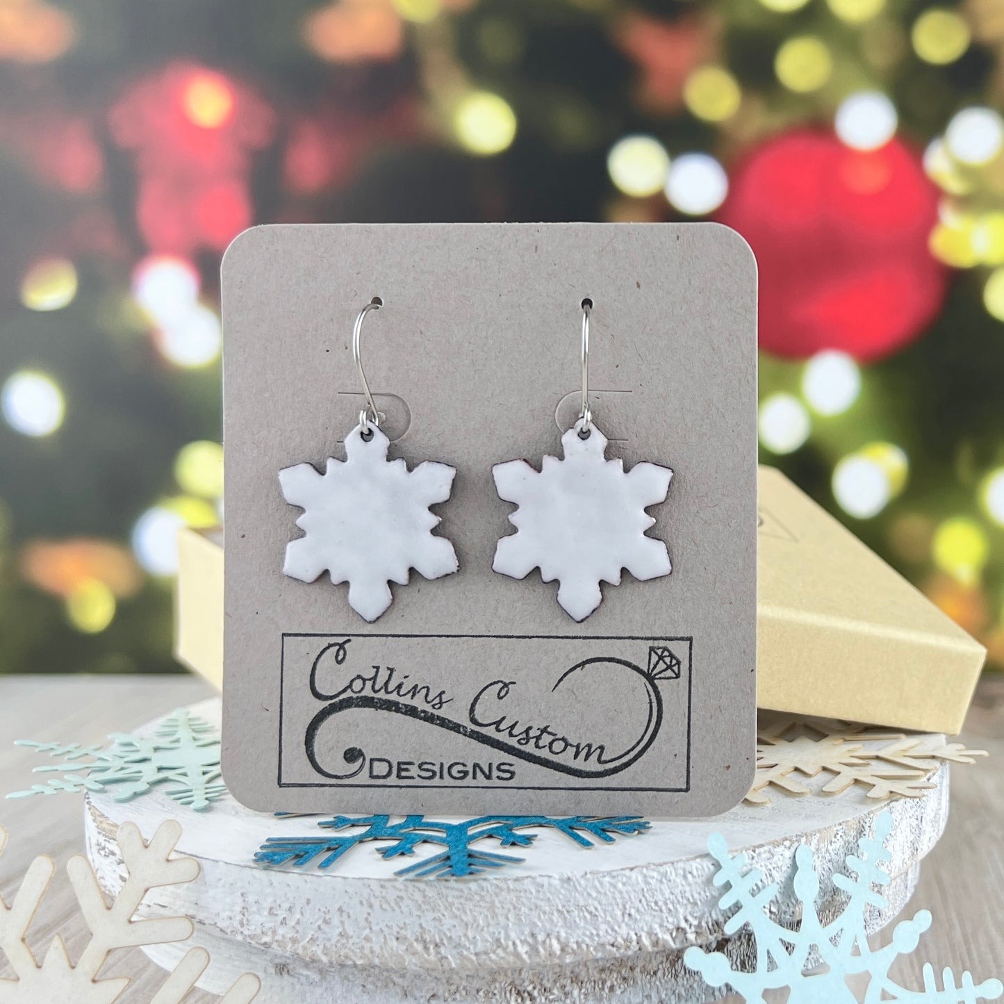 Enamel Snowflake Earrings