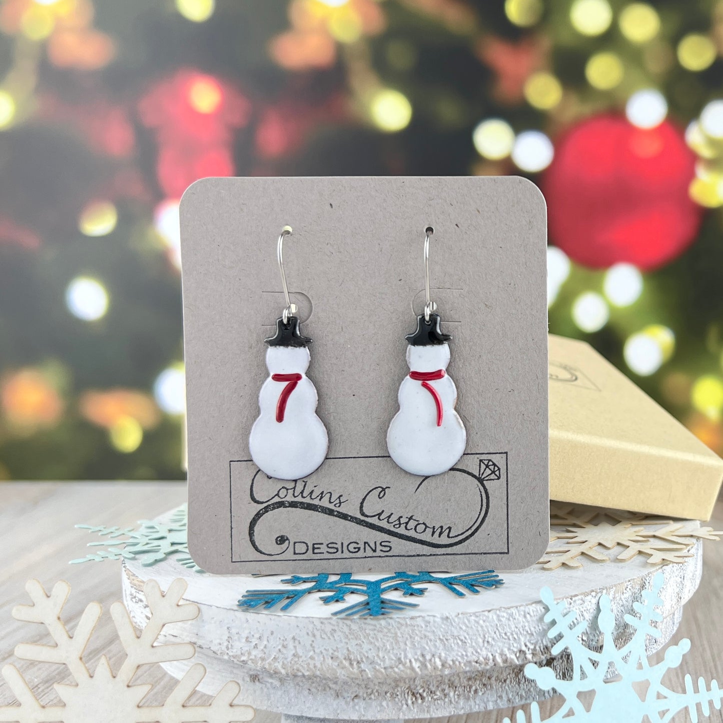 Enamel Snowman Earrings