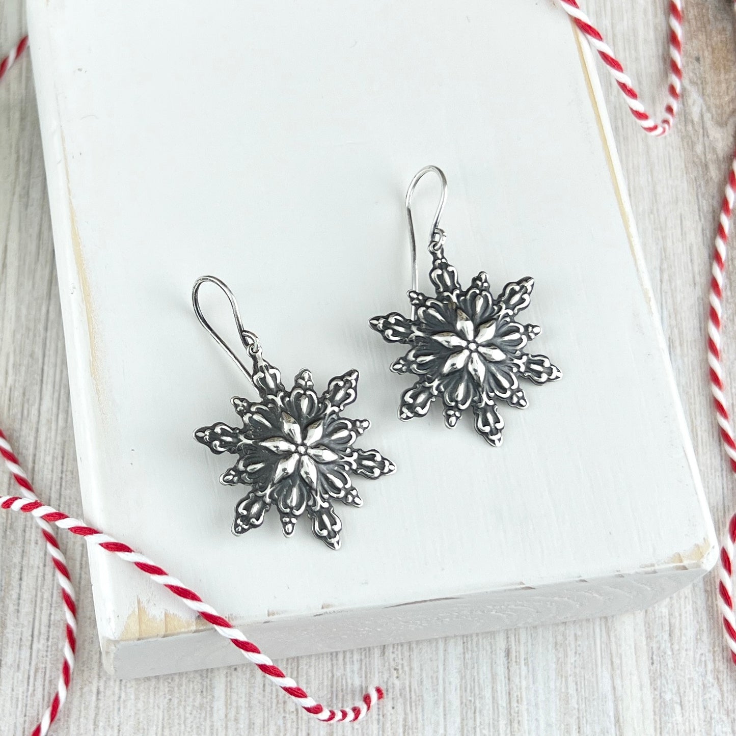 Sterling Silver Intricate Snowflake Earrings