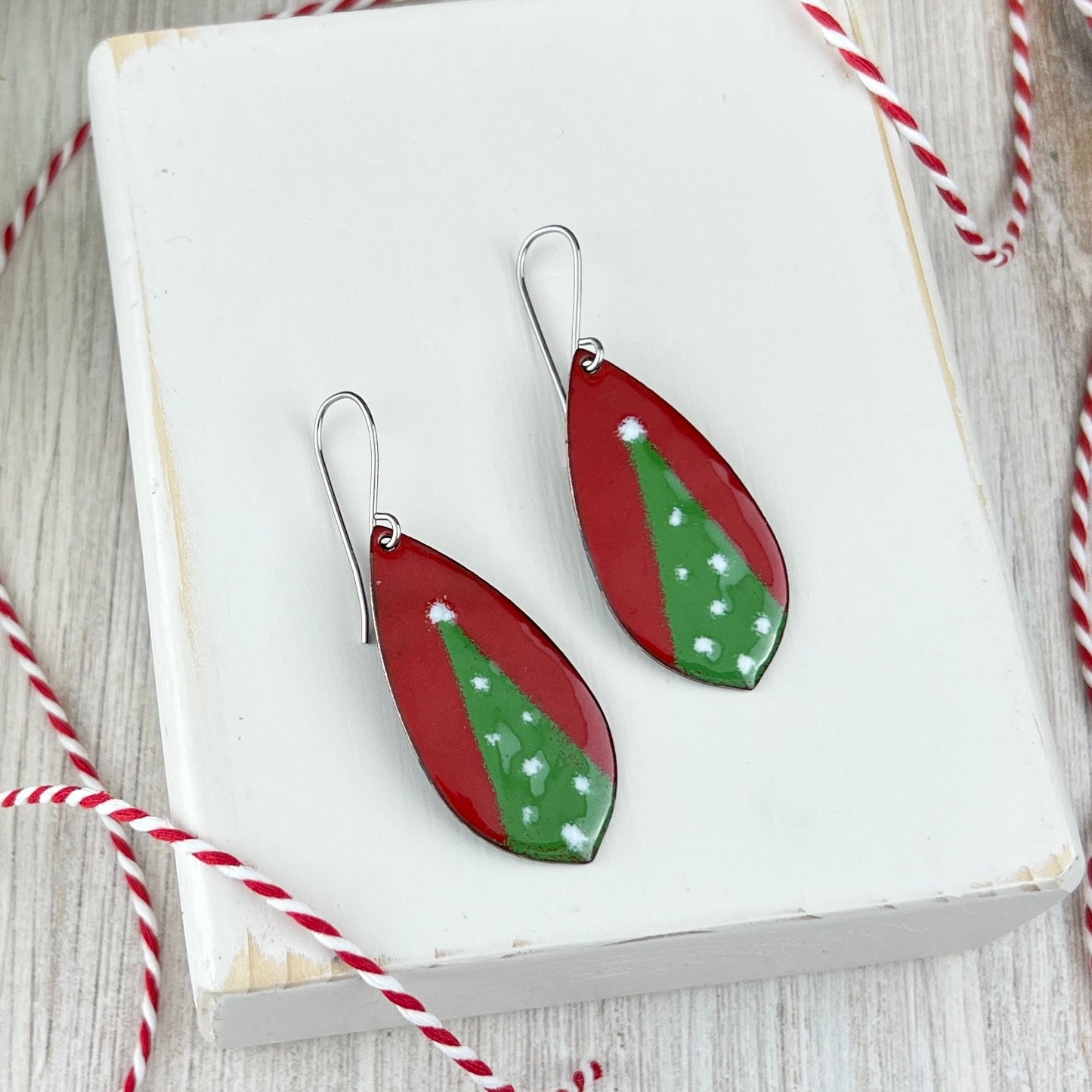 Enamel Lighted Tree Earrings