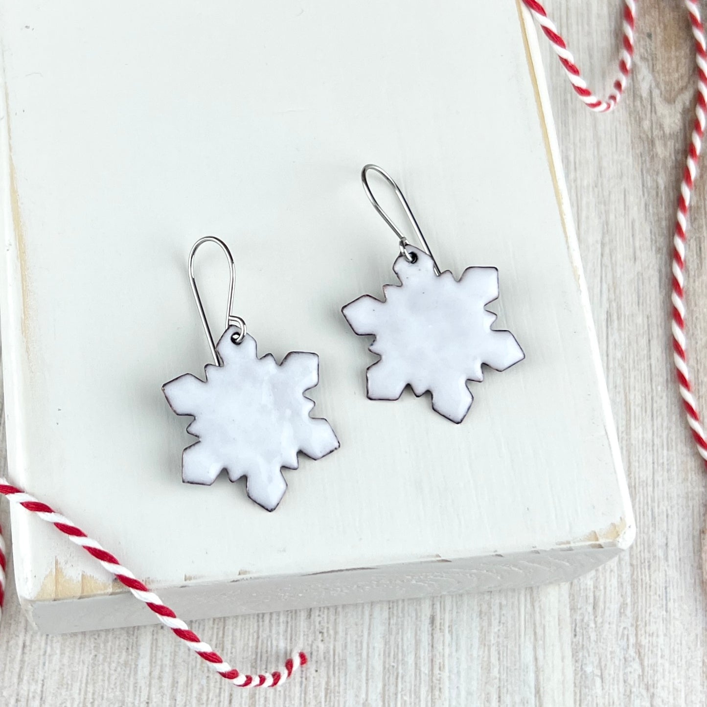 Enamel Snowflake Earrings