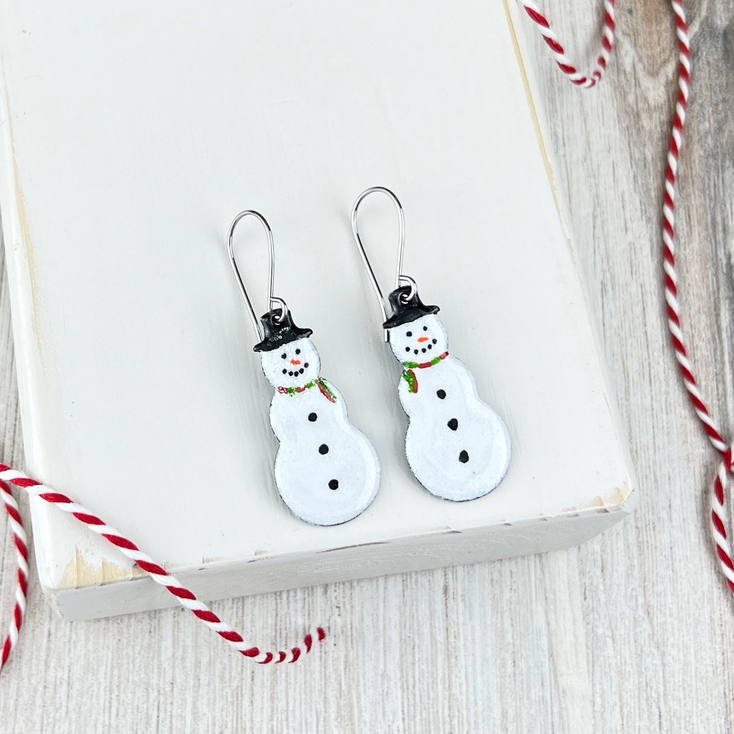 Enamel Snowman Earrings